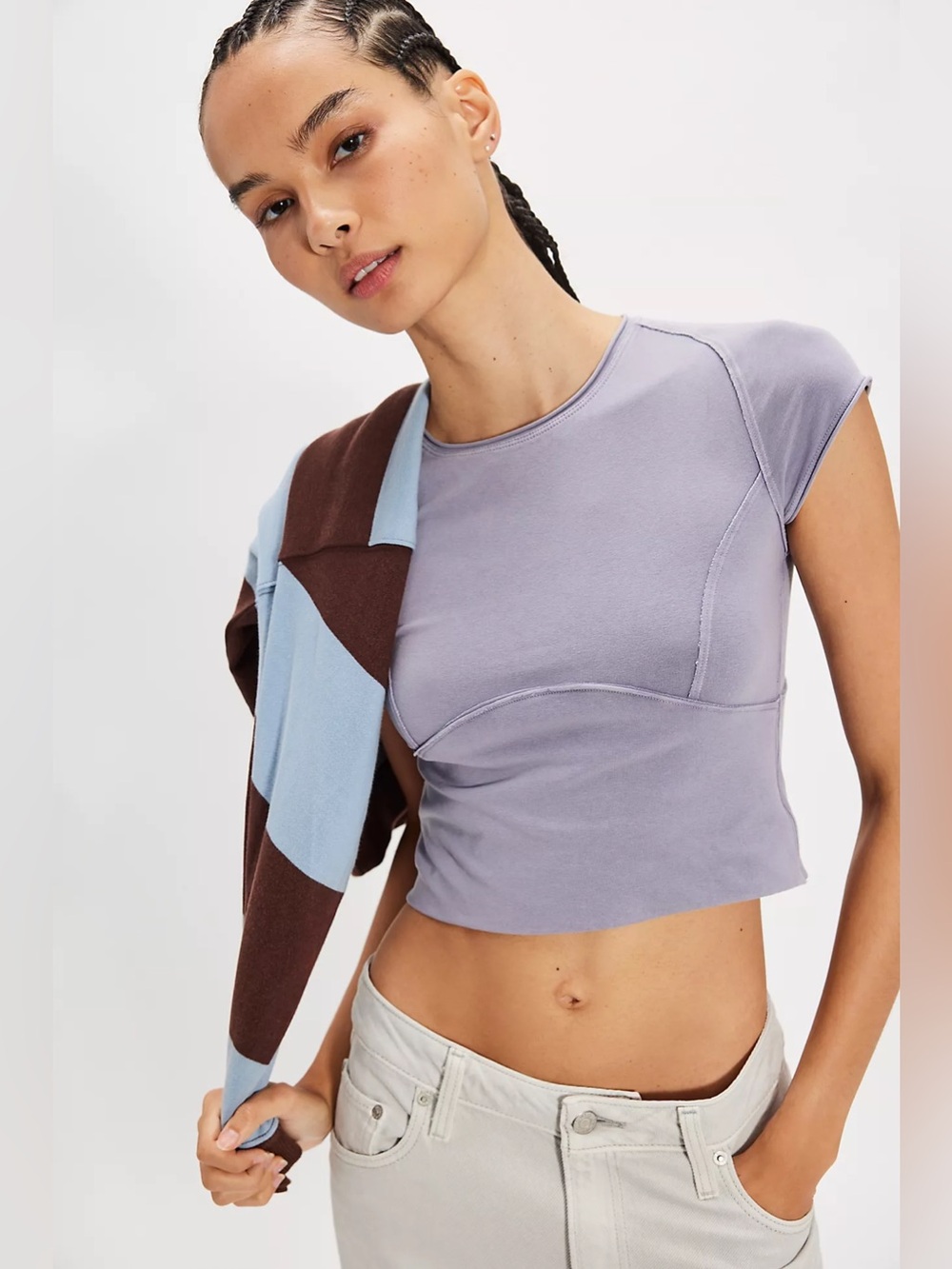 NWT! Free People We The Free Protsgonist Cropped Cap Sleeve Tee Sz Small